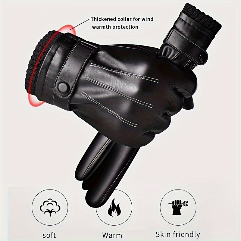 Leather Driving Glove - 1 çift kış eldiven sıcak sürüş