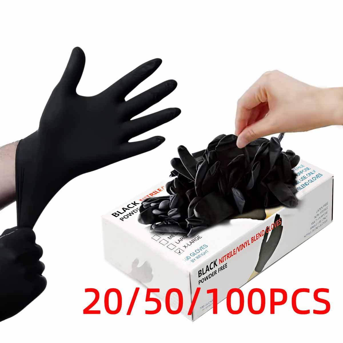 Rubber Glove Cleaning - 20/50/100 adet siyah vinil eldivenler gıda